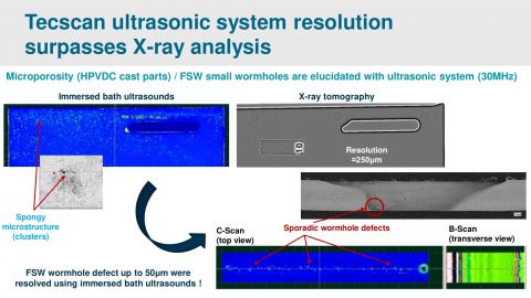 Tecscan ultrasonic system resolution surpasses X-ray analysis