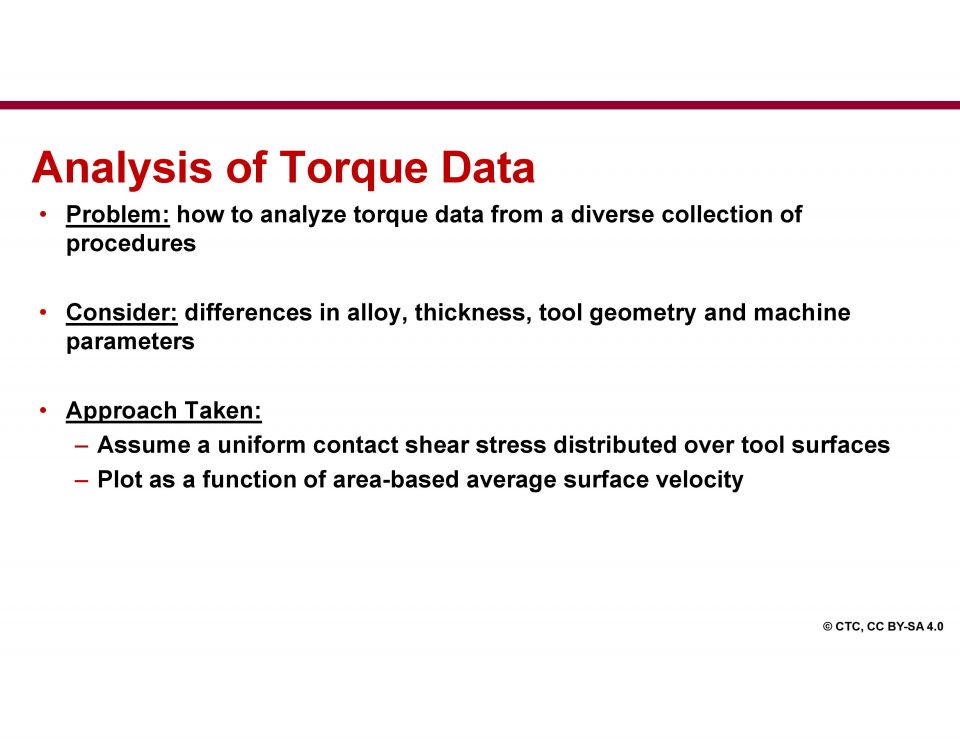 Analysis of Torque Data from Friction Stir Welds in Aluminum - Sixth aiCAMstir Meeting